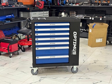 OPT-917P Тележка инструментальная 7 полок с набором инструментов, пластиковая столешница (289 предметов) Optimus 